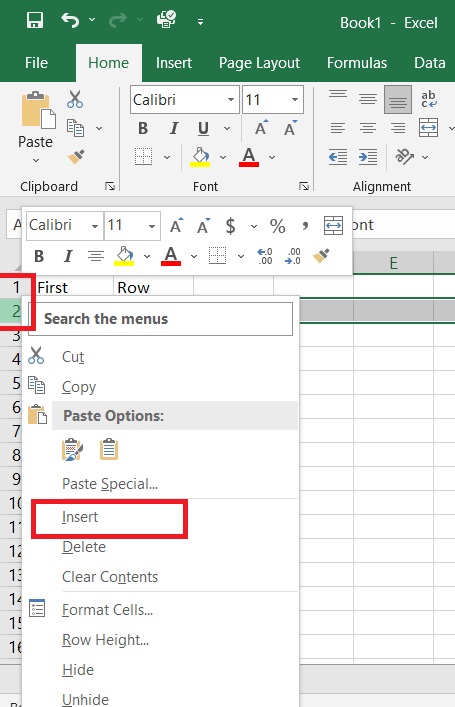 How to Insert Row in MS Excel