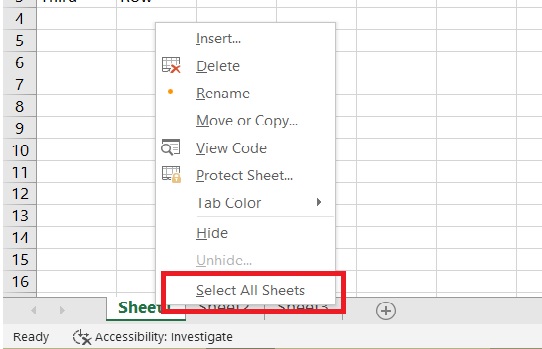 select all sheet and do formatting
